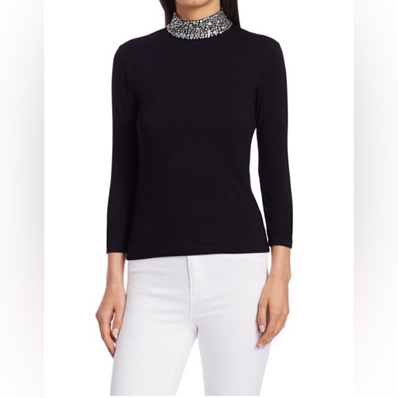 ✨L’AGENCE NWT Mya Embellished Mock Neck Top in Vintage White Size XS - Picture 4 of 4